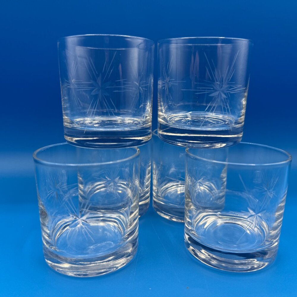 Vintage Mountaineer Hand-Cut Star Glassware, Set of 6, EUC, 4 Ounce Capacity